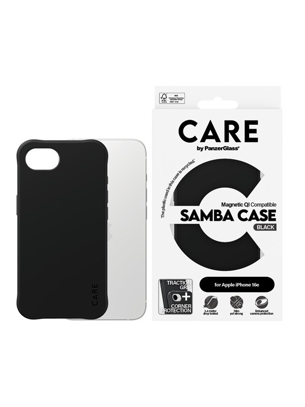 CARE by PanzerGlass Samba Case Black w. Qi Compatible iPhone 17e | 16e