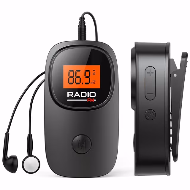 MI06 Radio Lommeradio Bærbar FM-radio Digitalt Display 30 Forhåndsinnstilte Stasjoner
