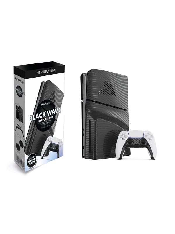 MAXX TECH Slim Faceplates + Controller Faceplates - Black Wave - Miscellaneous Deksel - Sony PlayStation 5