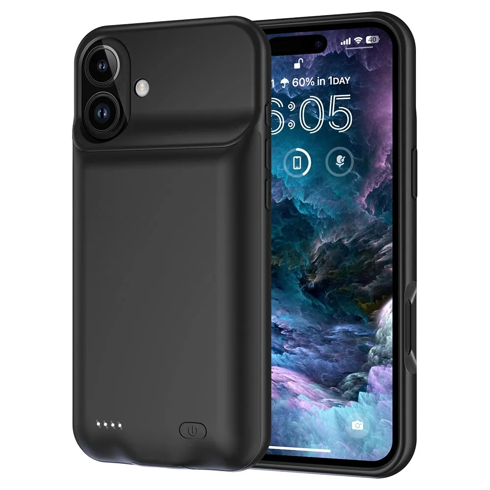For iPhone 16 Plus 7000mAh oppladbart batterideksel Ladetui Powerbank