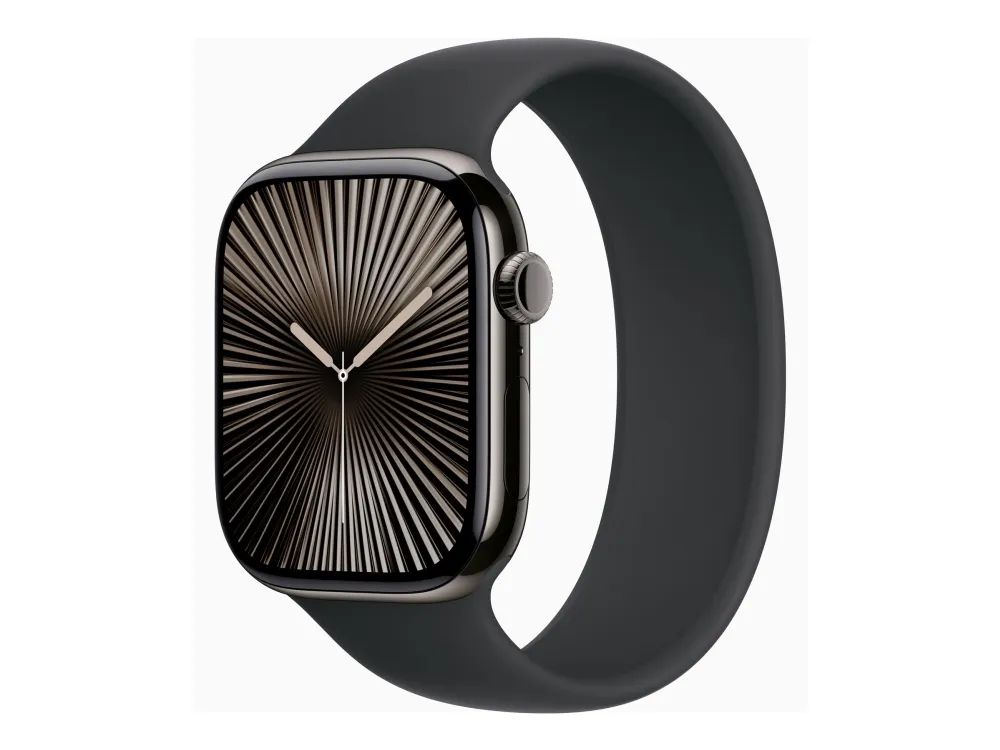 Apple Watch Series 10 (GPS + Cellular) - 46 mm - skifer titan - smartklokke med sportsbånd - fluorelastomer - svart - båndbredde: S/M - 64 GB - LTE...
