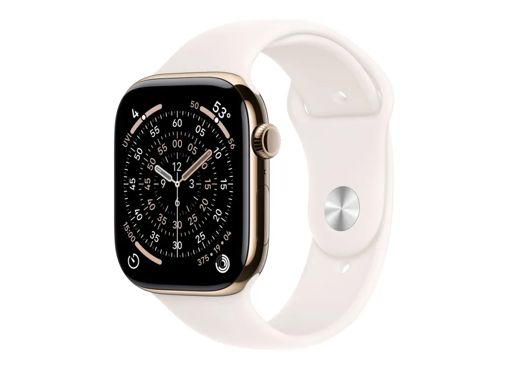 Apple Watch Series 11 GPS + Cellular 46mm Gold Titanium Case with Light Blush Sport Band - M/L