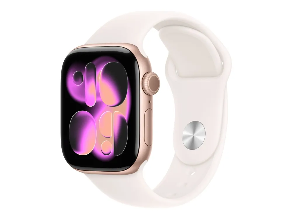 Apple Watch Series 11 GPS + Cellular 42mm Rose Gold Aluminium Case with Light Blush Sport Band - S/M
