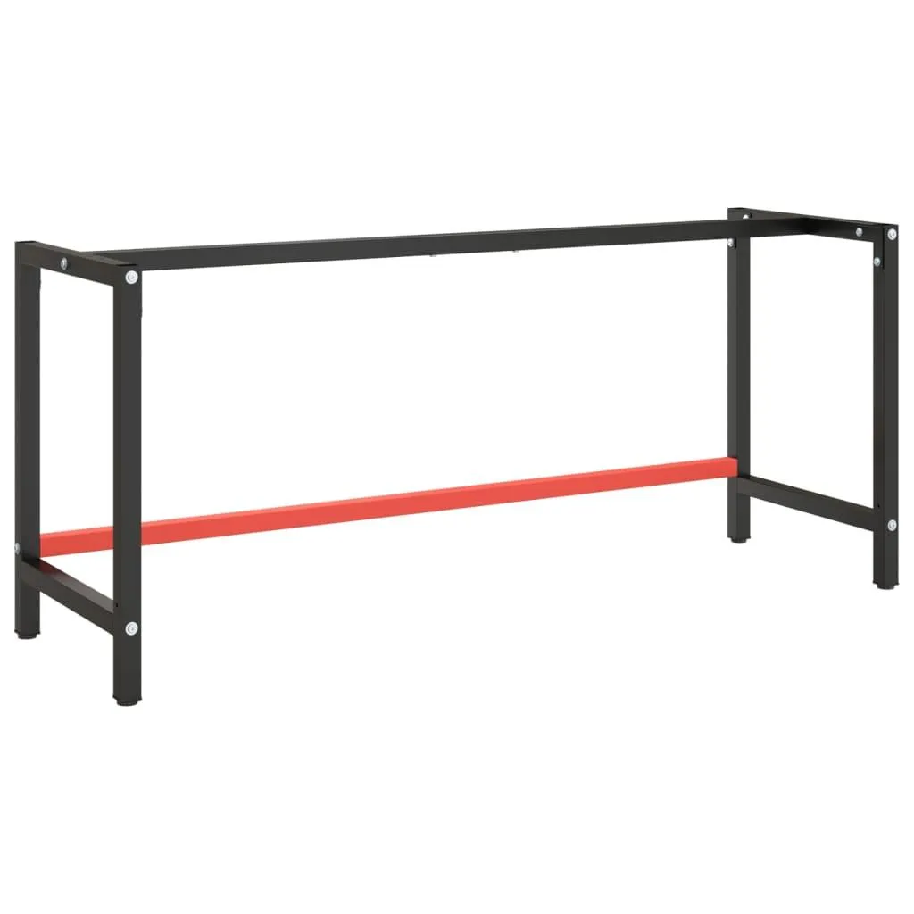 vidaXL Ramme til arbeidsbenk matt svart og rød 180x57x79 cm metall