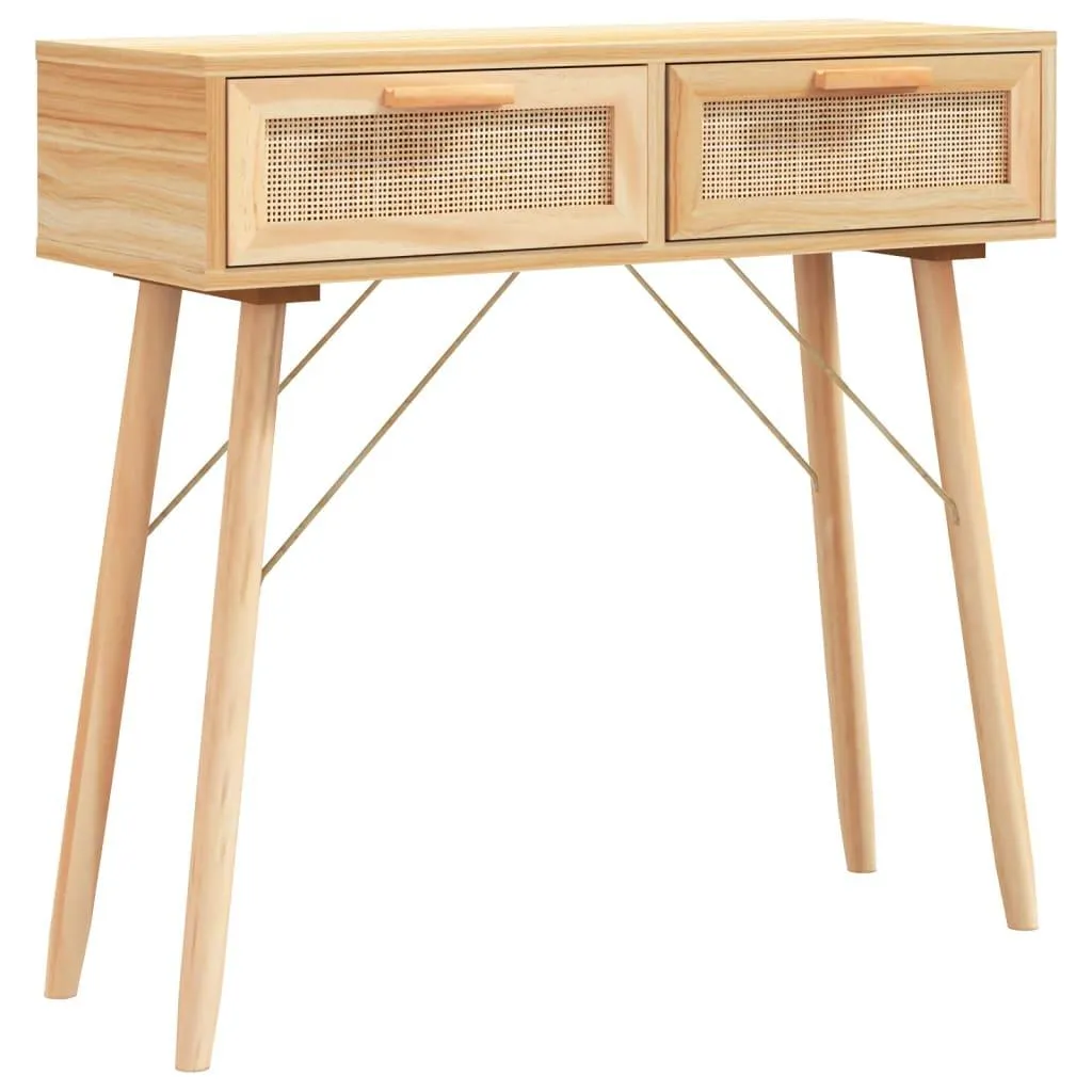 vidaXL Konsollbord brun 80x30x75 cm heltre furu og naturrotting