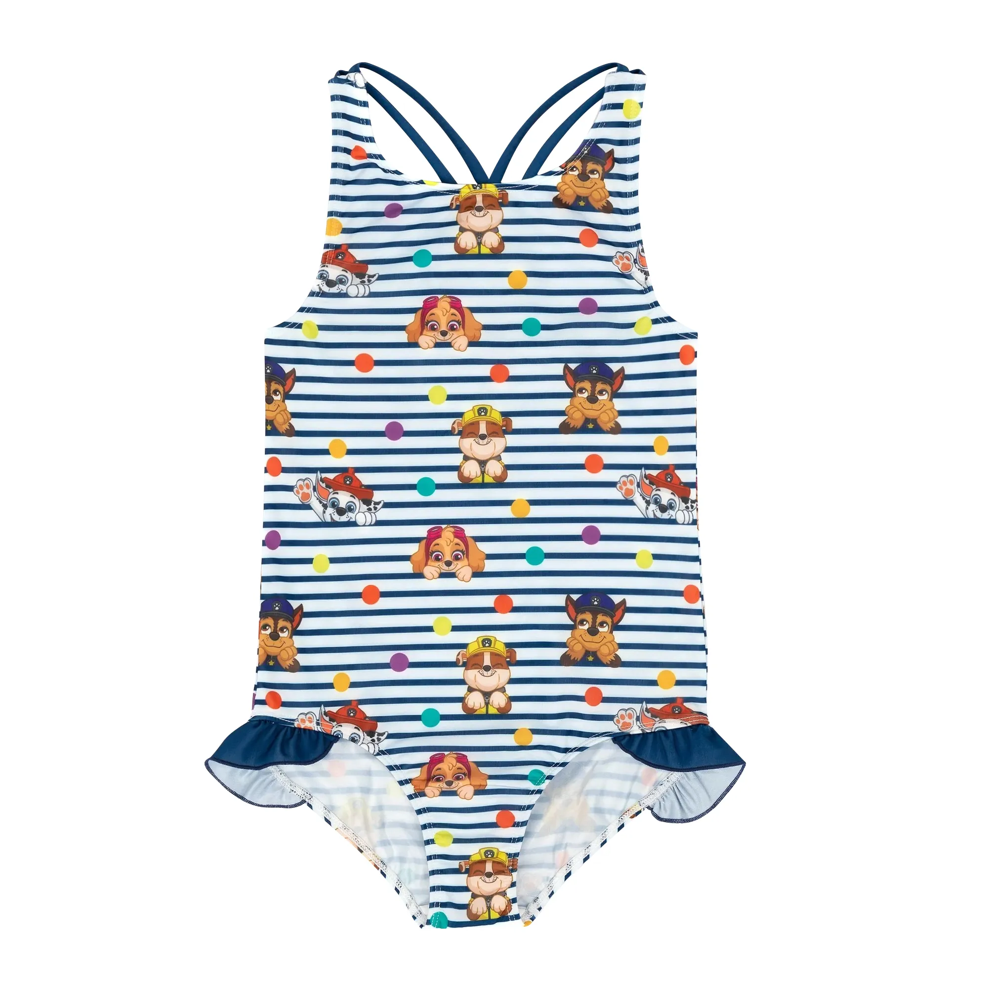 Paw Patrol Girls Striped One Piece Swimsuit
