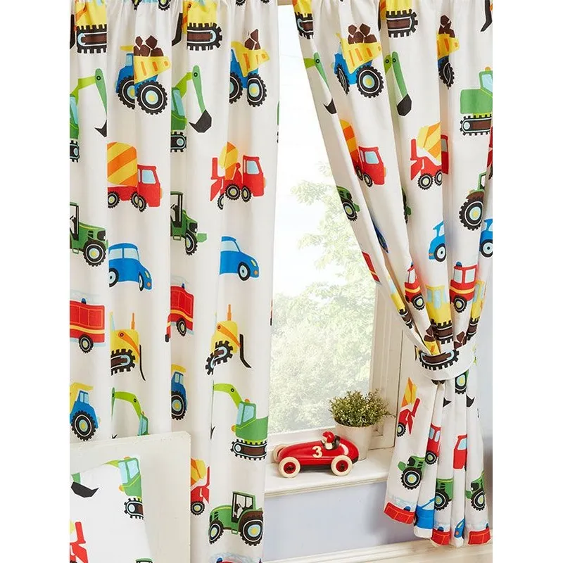 Trucks & Transport Lined Curtains (Pack Of 2)