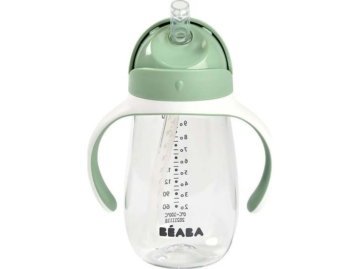 BEABA drikkeflaske med sugerør, 300 ml, salviegrønn