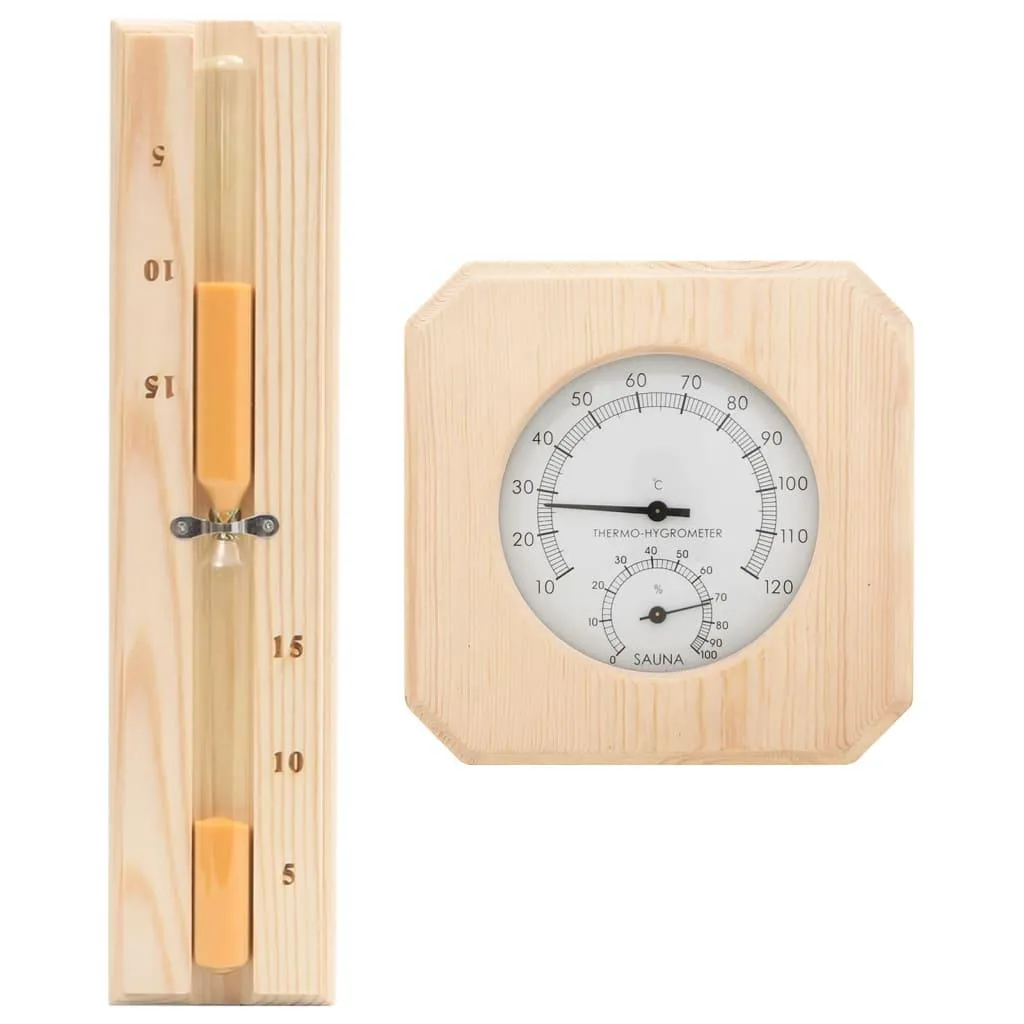 vidaXL 2-i-1 Hygrometer og timeglass til badstue heltre furu