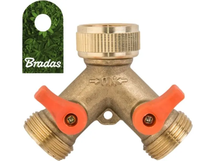 BRADAS T-stykke GW3/4" x 2 GZ3/4" kuleventiler