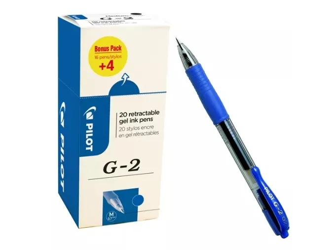 Gelpen, Pilot G-2, 0,7 mm, medium, blå, pakke a 20 stk