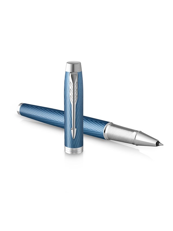 Parker IM Rollerball Pen | Premium Blue Grey with Chrome Trim | Fine Point with Black Ink Refill | Gift Box