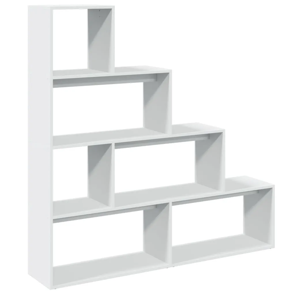 vidaXL Bokhylle 4 etasjer hvit 143,5x29x143,5 cm konstruert tre