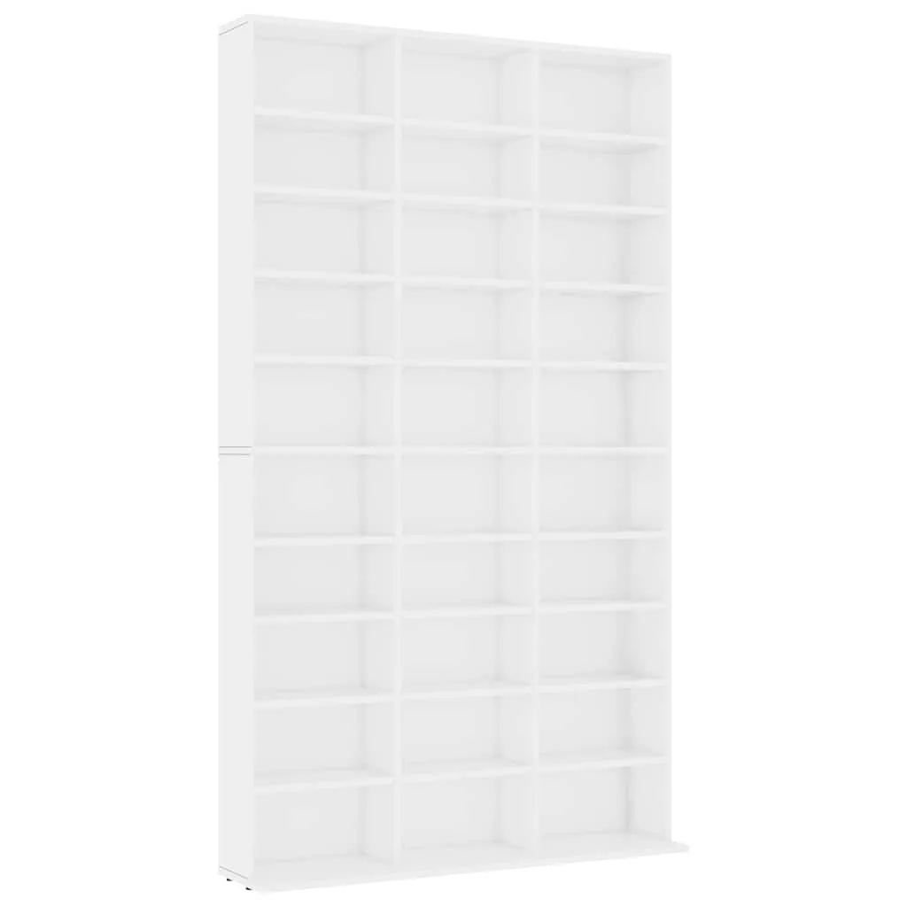 vidaXL CD-hylle hvit 102x23x177,5 cm konstruert tre