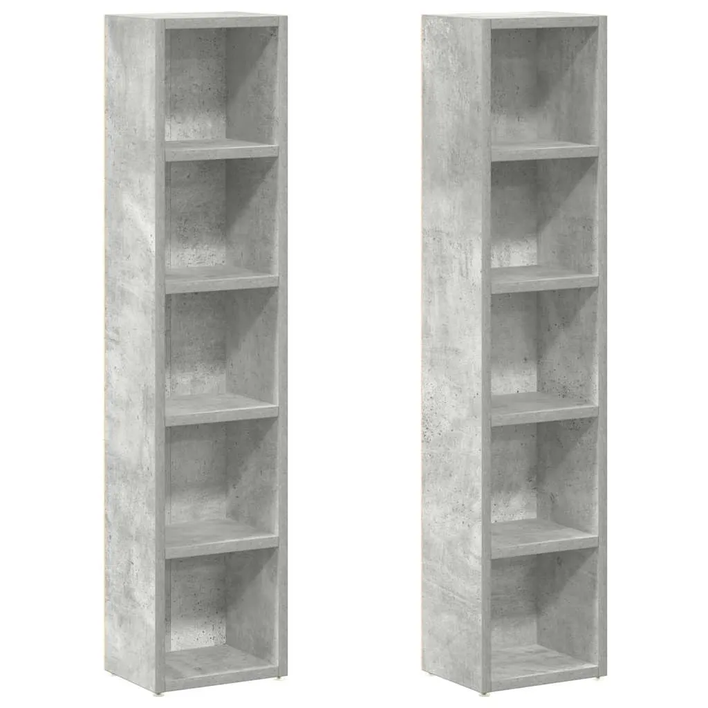 vidaXL CD-skap 2 stk betonggrå 21x16x93,5 cm sponplate