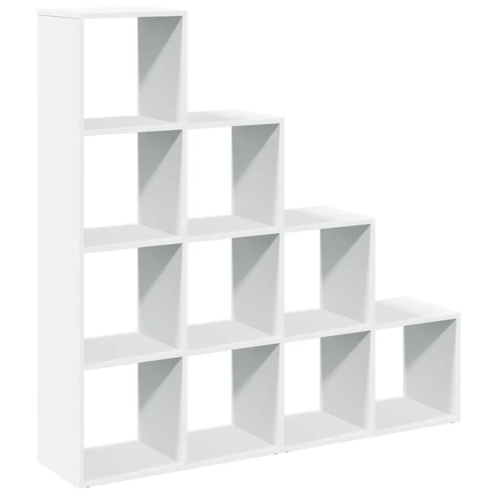 vidaXL Bokhylle 4 etasjer hvit 131,5x29x131,5 cm konstruert tre