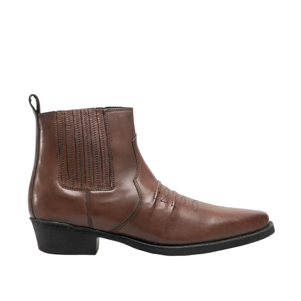 Woodland Mens Distressed Leather Gusset Western Ankle Boots