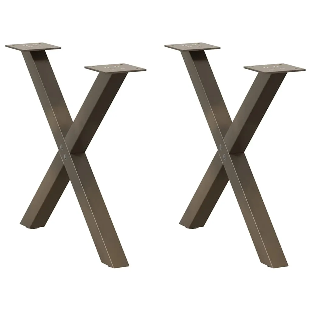 vidaXL Salongbordben X-formet 2 stk naturstål 60 x (42-43) cm stål