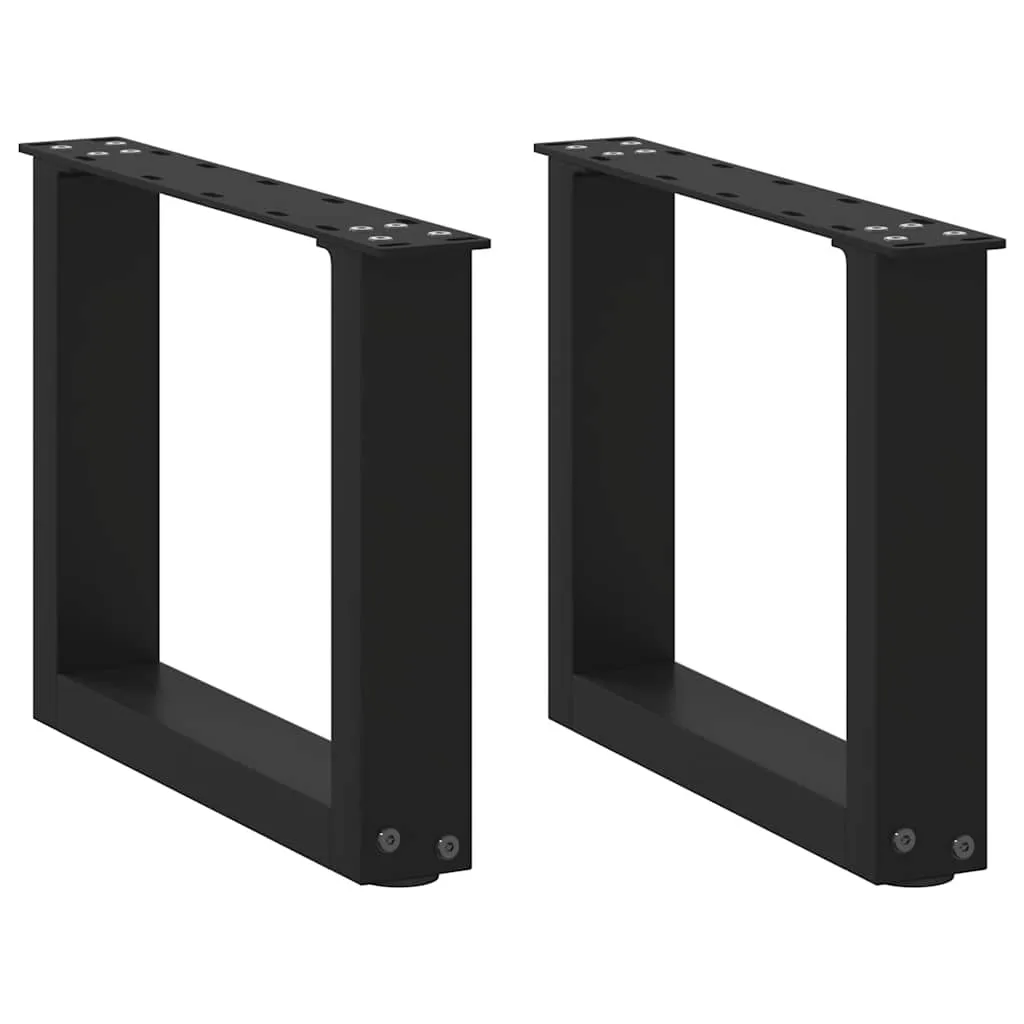 vidaXL Salongbordben U-formet 2 stk svart 30x(30-31) cm stål