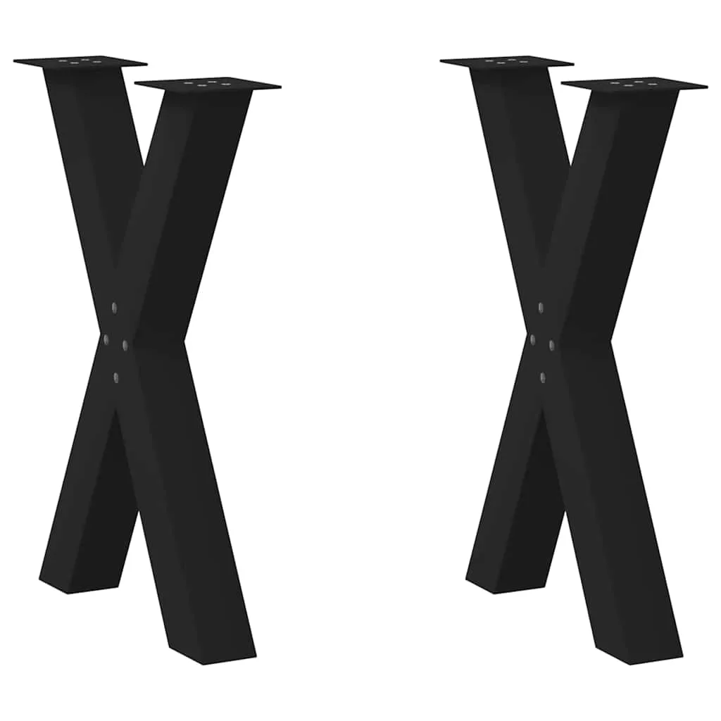 vidaXL Spisebordben X-formet 2 stk svart 60 x (72-73) cm stål