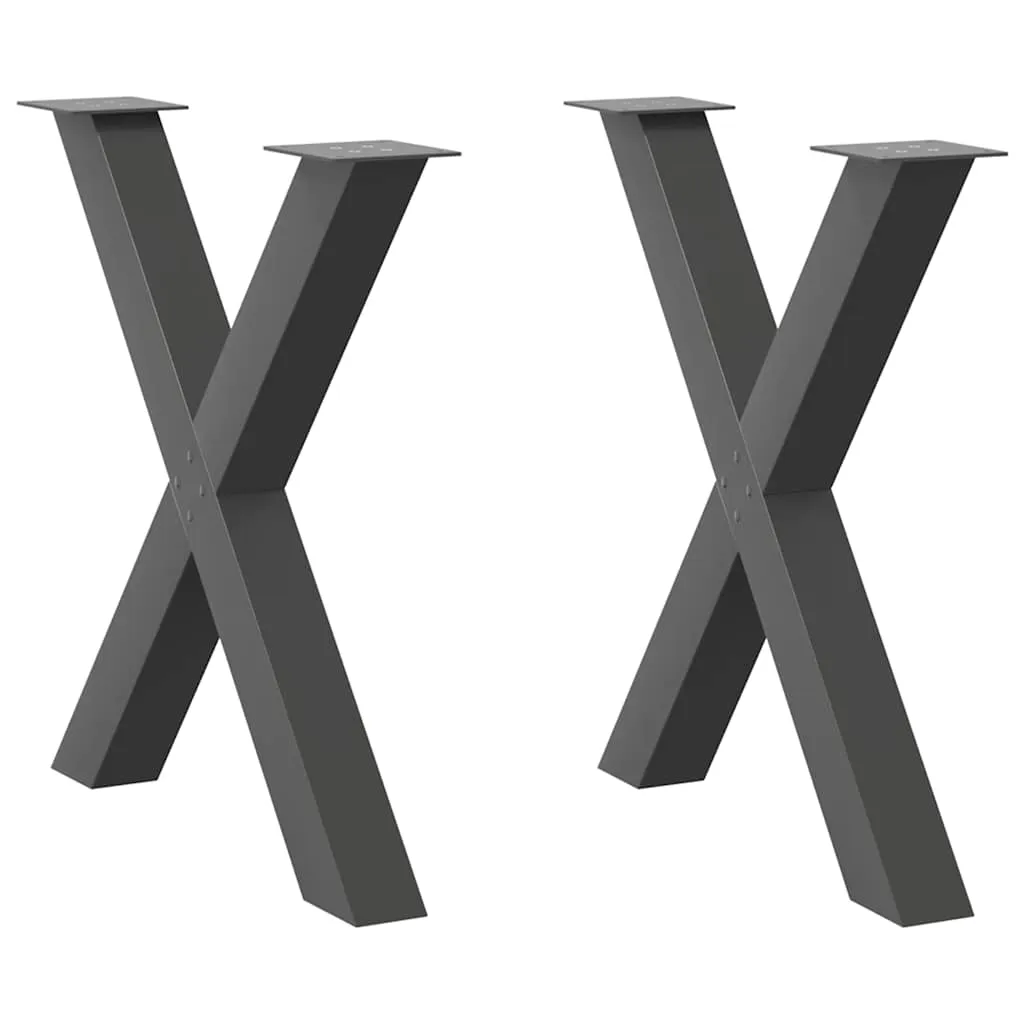 vidaXL Spisebordben X-formet 2 stk antrasitt 70 x (72-73) cm stål