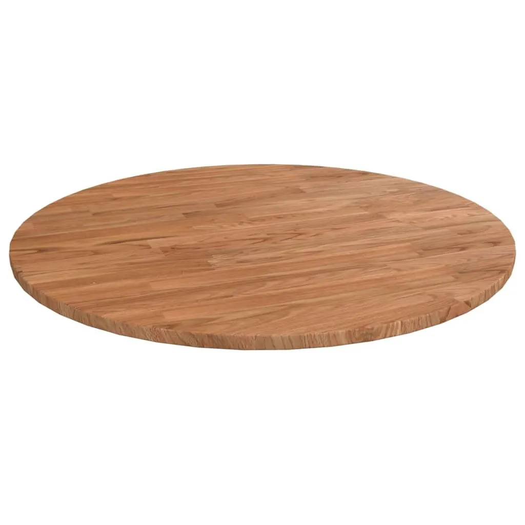vidaXL Rund bordplate lysebrun Ø60x1,5 cm behandlet heltre eik
