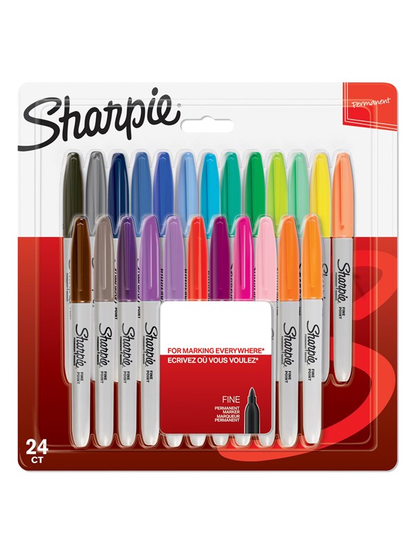 Sharpie Permanent Markers | Fine Point | Assorted Colours | 24 Count