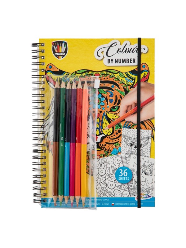 Grafix Color by Number Coloring Book with Crayons.