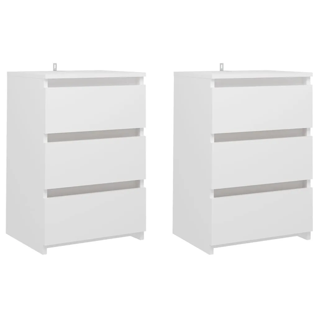 vidaXL Nattbord 2 stk hvit 40x35x62,5 cm sponplate