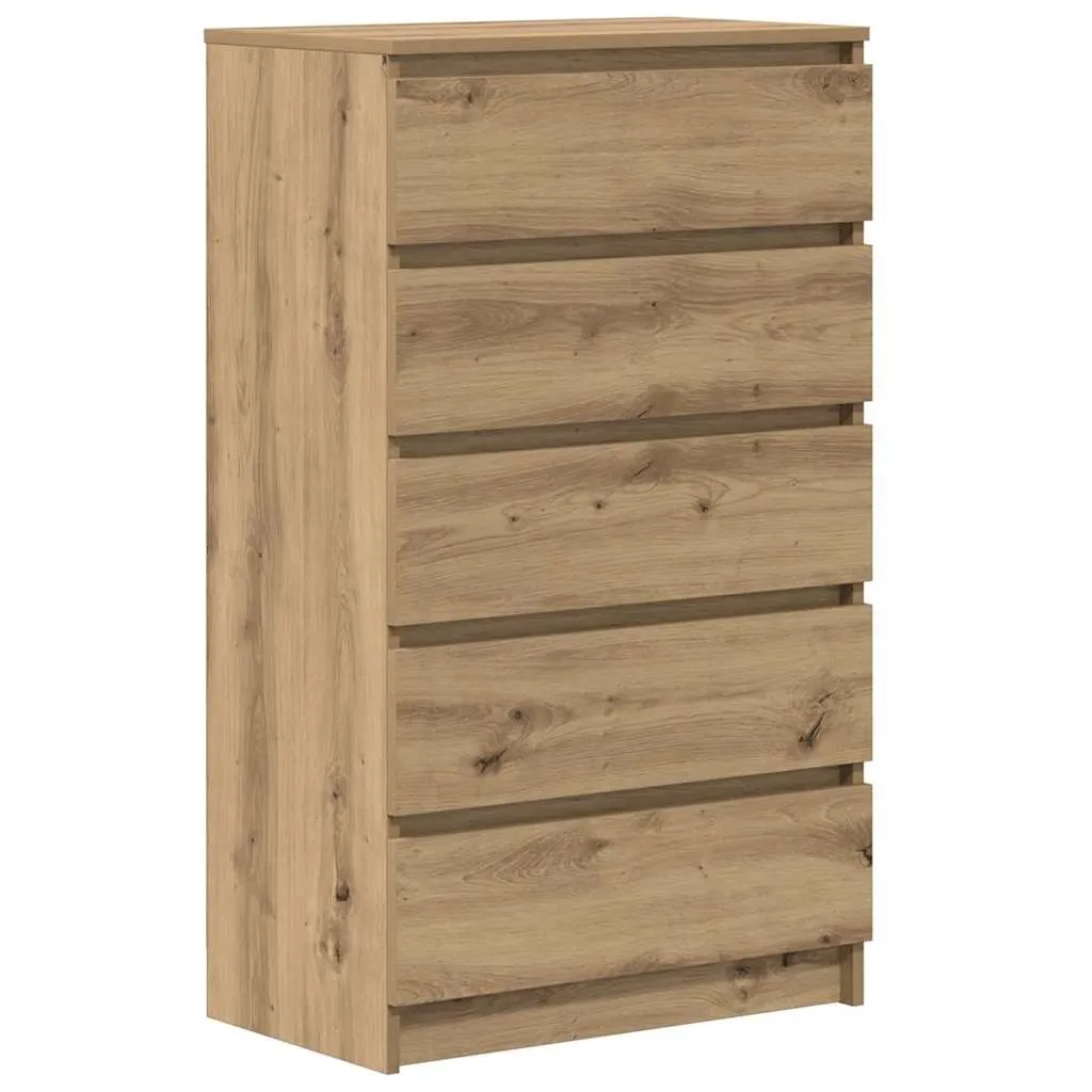 vidaXL Kommode artisan eik 60x36x103 cm konstruert tre