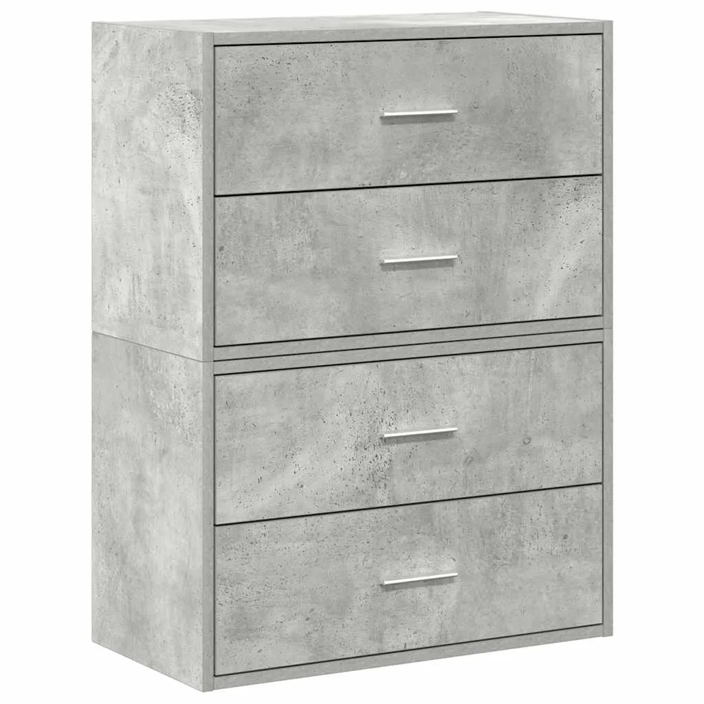 vidaXL Skap med 2 skuffer 2 stk betonggrå 60x31x40 cm konstruert tre