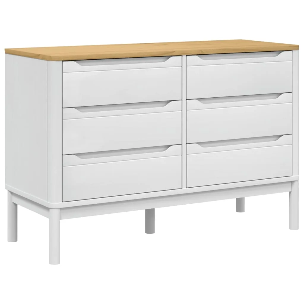 vidaXL Kommode FLORO hvit heltre furu