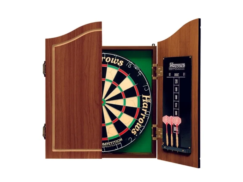 Harrows Darts Pro''s Choice, Dartbord, Flerfarget, Tre, 6 stykker, Rosewood Finish Cabinet (with scoreboards inside the doors) Official Competition...