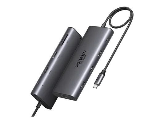 Ugreen 15534, USB Type-C, HDMI, RJ-45, USB 2.0, USB 3.0, USB Type-C, MicroSD (TransFlash), SD, 5000 Mbit/s, 60 Hz, 100 W