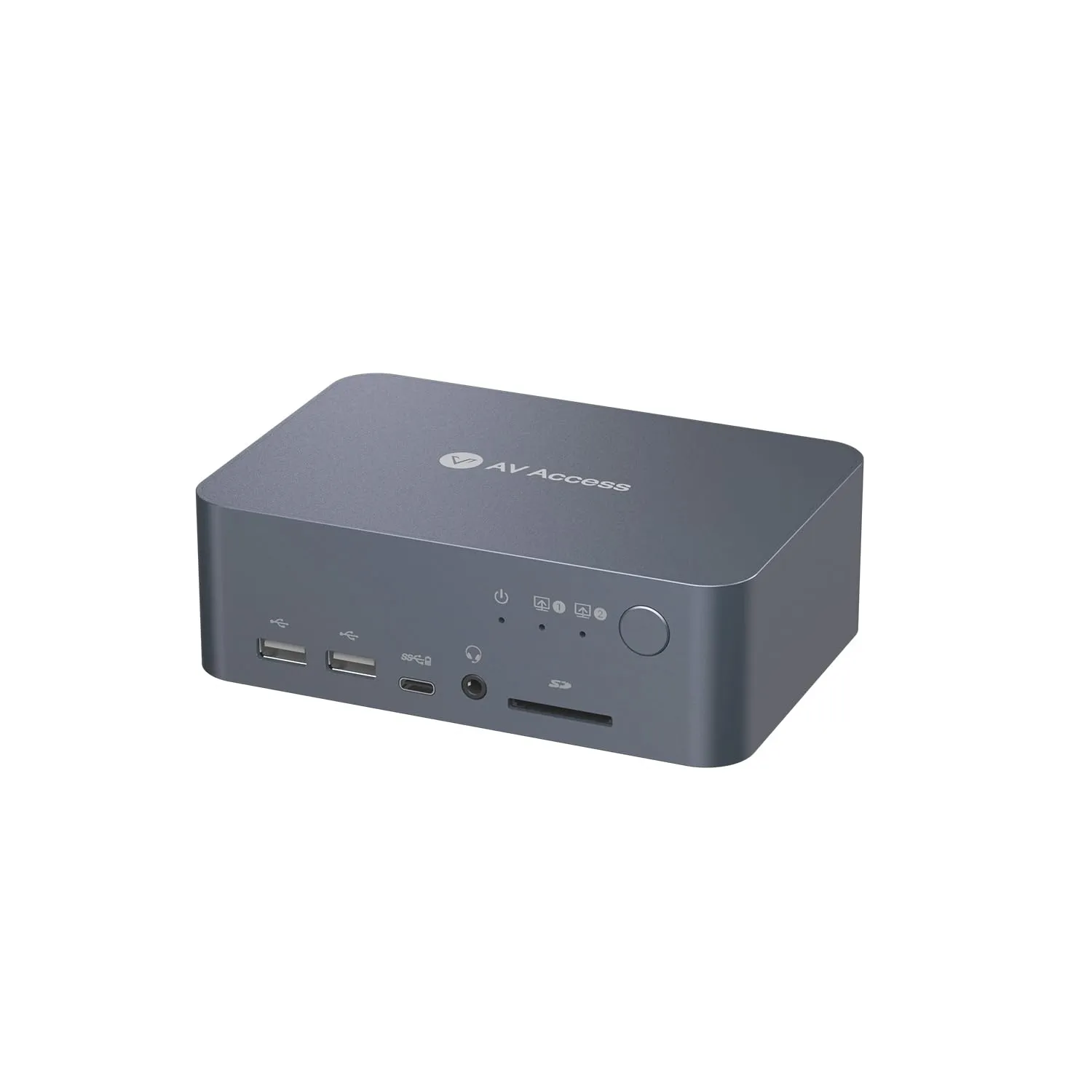 AV Access iDock C10 Dokkingstasjon og KVM-svitsj 2 til 2 USB-C & DP+HDMI til HDMI, 4K60Hz, 5x USB-A, 1x USB-C PD 60W, 3,5 mm AUX, SD-kortspor og Tosli