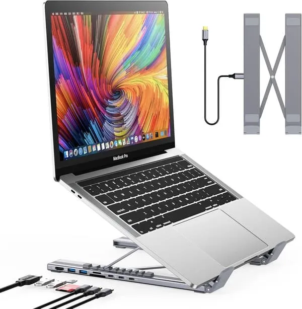 USB-C-dokkingstasjon og stativ for bærbar PC - 7-i-1 universalhub