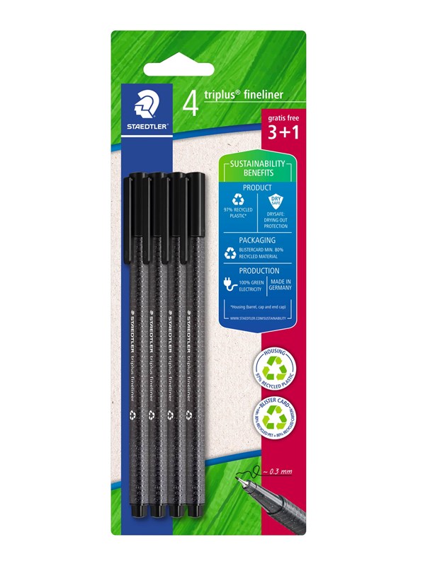 Staedtler Fineliner triplus black 4pcs Bc