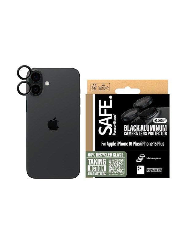 SAFE by PanzerGlass Camera Lens Protector Black iPhone 16 | 16 Plus