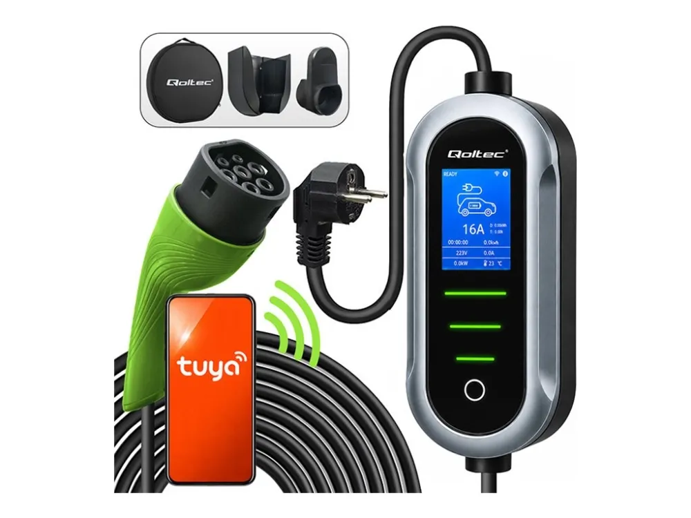Qoltec - EV-ladestasjon - 3.5 watt - 16 A (IEC 62196 Type 2) - grå