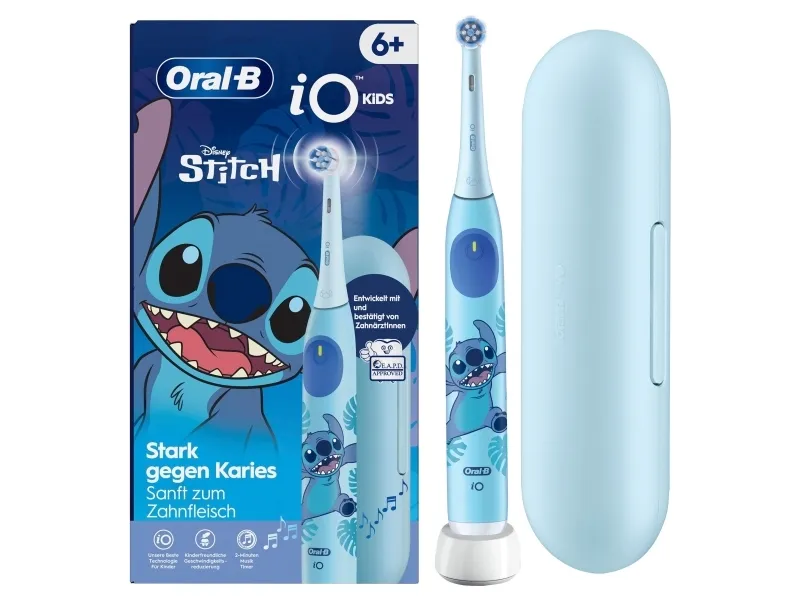 Oral-B iO Kids Stitch, Barn, Roterende Tannbørste, Daglig stell, Sensitiv / Myk, Super sensitive, Blå, 2 min, Blå