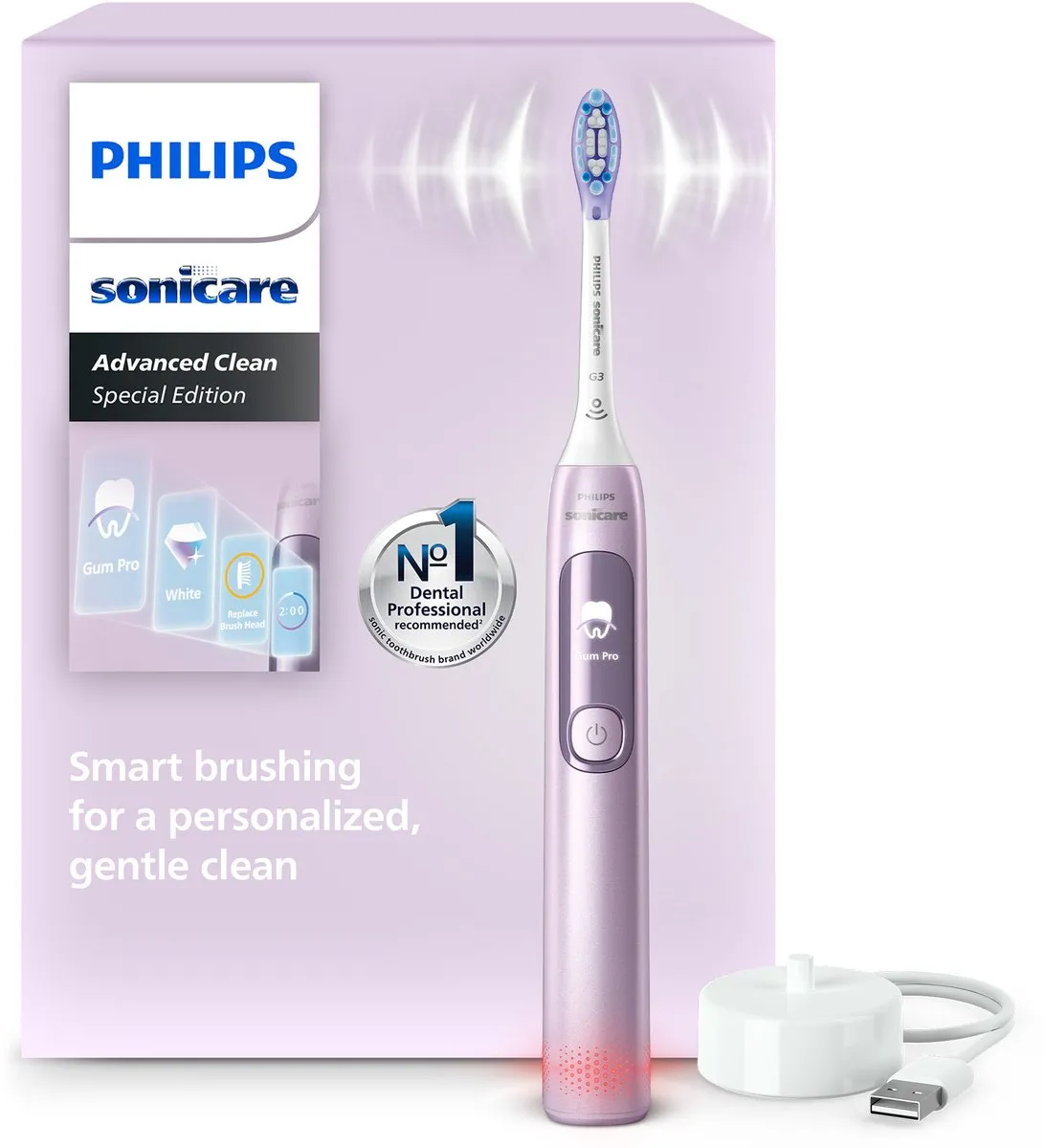 Philips HX3792 Sonicare elektrisk tannbørste Advanced Clean – rosa metallic