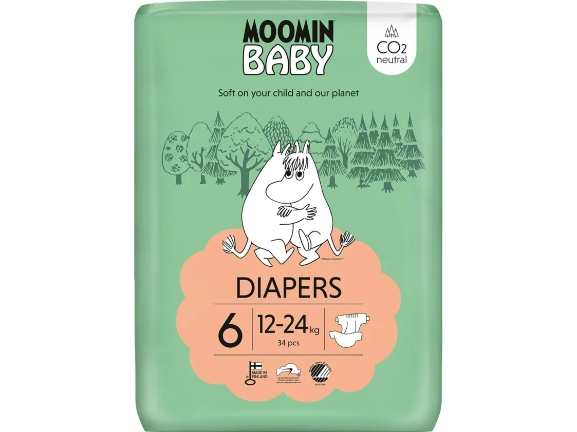 Mumi MOOMIN babylinens 6 JUNIOR (12-24 kg) 34 stk EKO