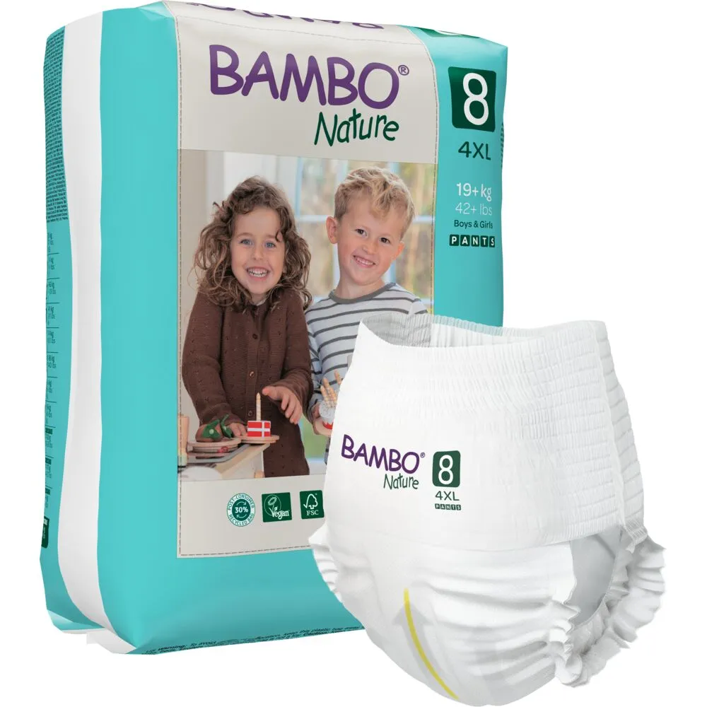 Babybleie, buksebleie, miljømerket, Bambo Nature Pants, 8, 19+ kg - (5 pakker x 16 stk.)