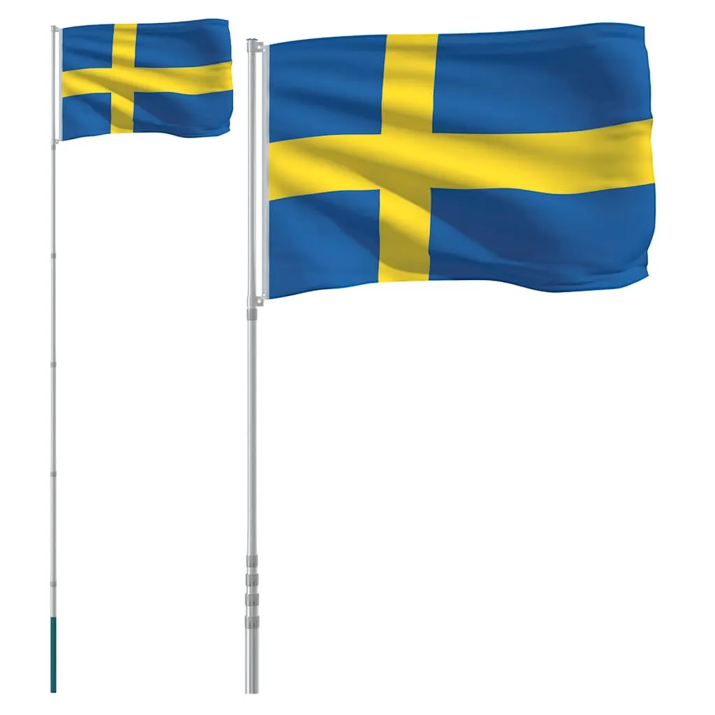 vidaXL Svensk flagg og stang 5,5 m aluminium