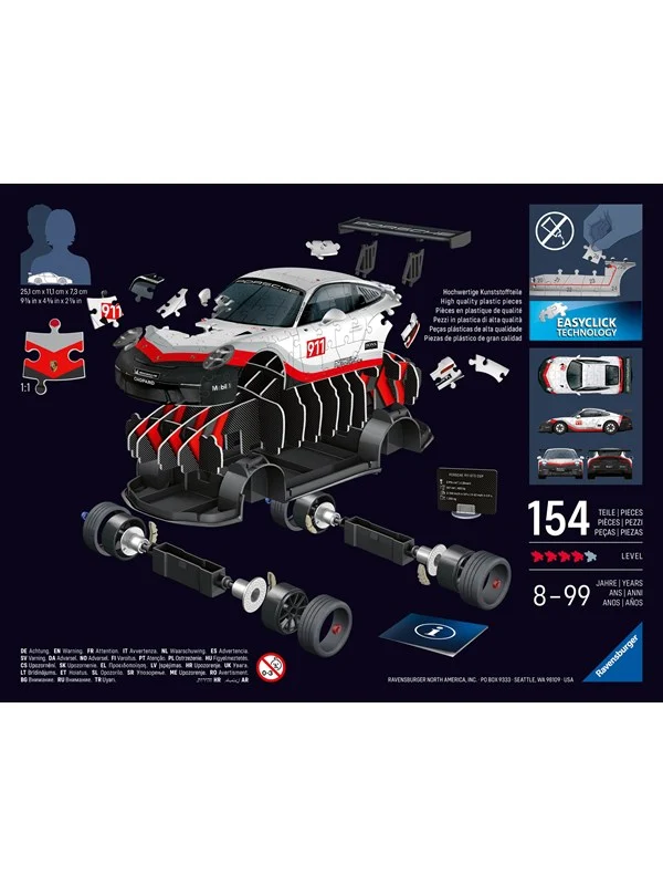 Ravensburger Porsche GT3 Cup 3D Puzzle, 108pc 3D Puslespill