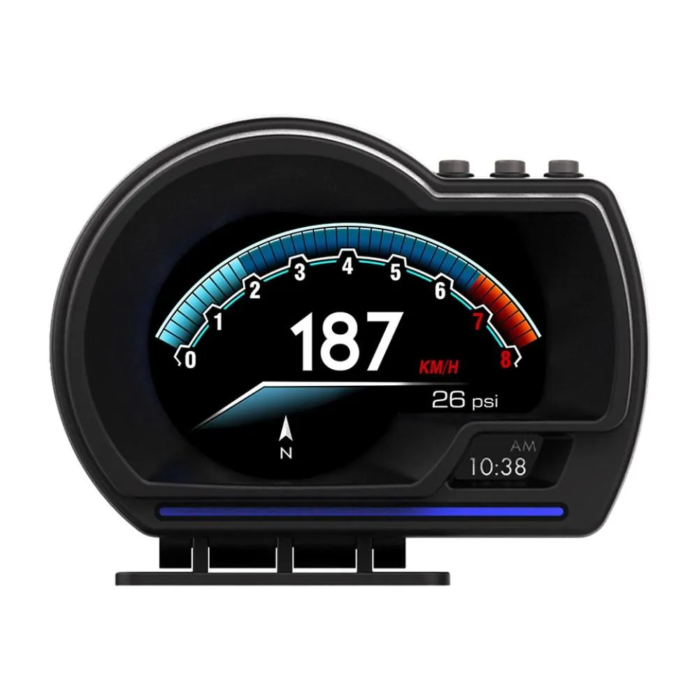 Hastighetsmåler HUD OBD2 GPS - skjerm Overhastighet RPM Alarm
