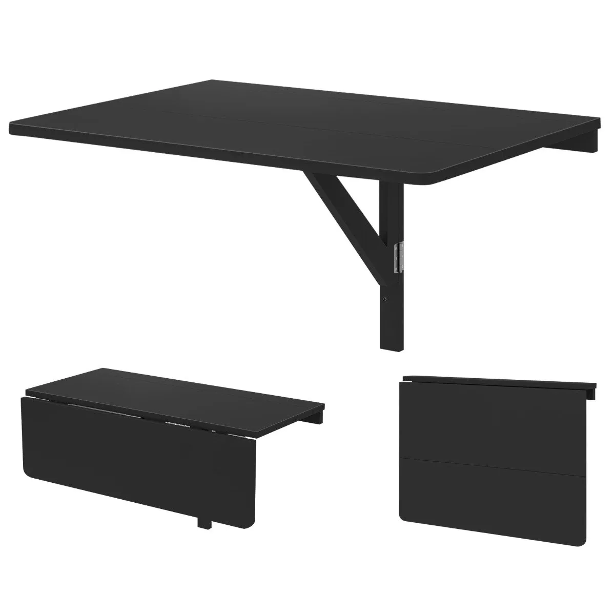 Vegghengt sammenleggbart bord Plassbesparende Kjøkkenbord Sammenleggbart Veggbord 80 x 60 cm Sort