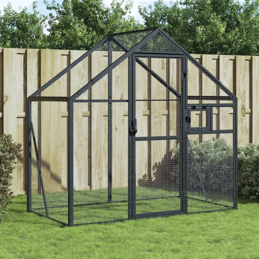 vidaXL Fuglehus antrasitt 179x100x185 cm aluminium
