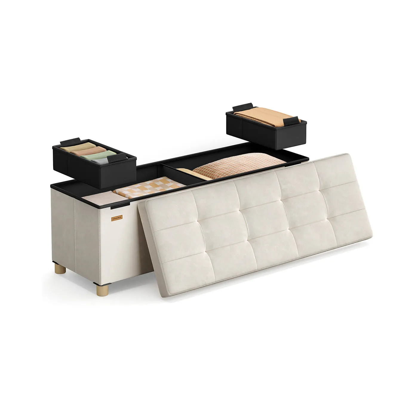 Oppbevaringsbenk, 38x110x40 cm, Beige