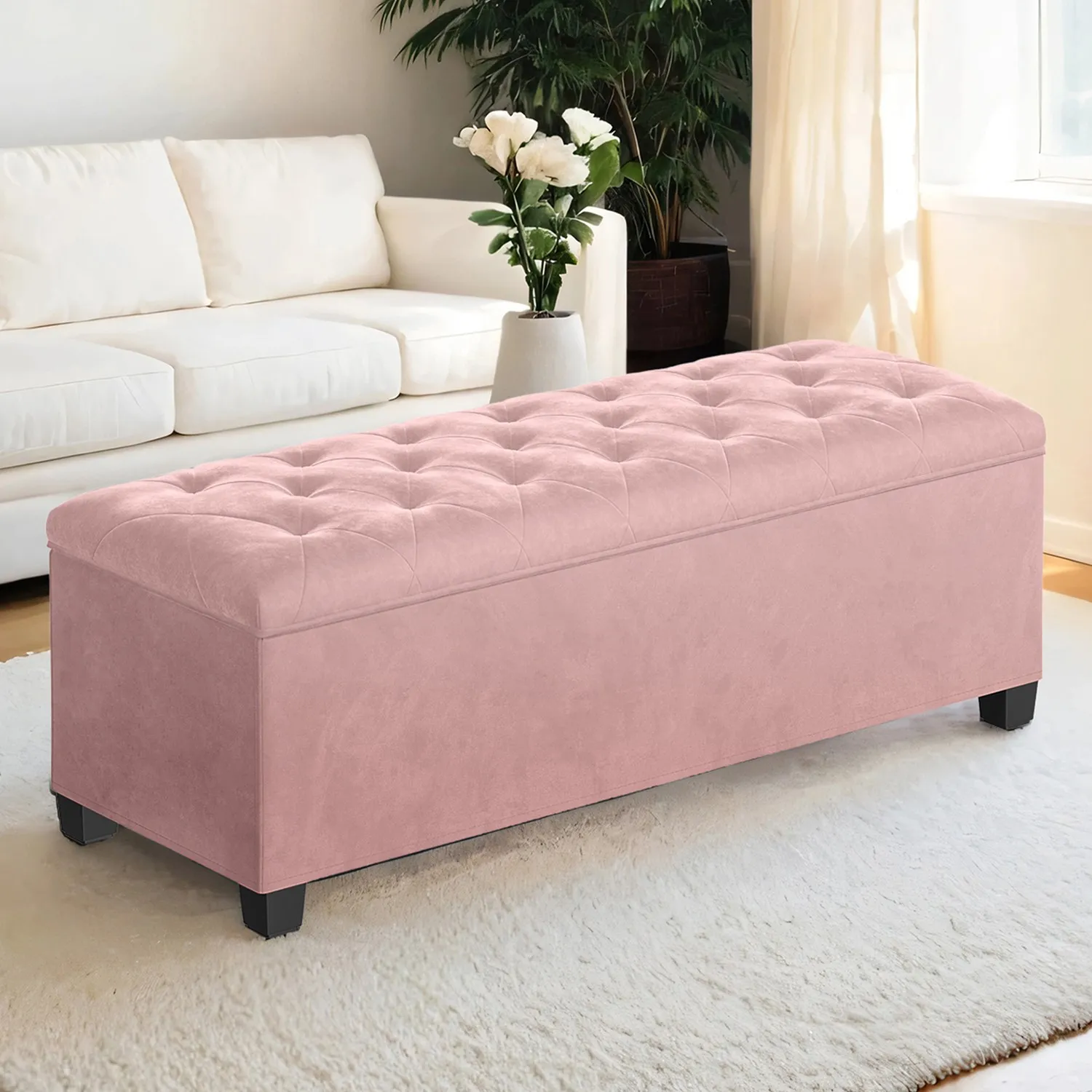 Oppbevaringspuff, 40x110x40 cm, Rosa